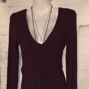 Forever21 Burgandy long sleeve bodysuit